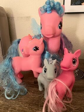 My Little Pony Pink Unicorn Figures with Blue & Pink Manes